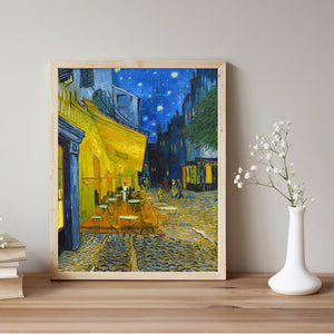 VAN GOGH, Café Terrace at Night  Art Prints, Vintage Art, Van Gogh Print, The Starry Night Canvas, Vintage Art, Starry Night Decor, Wall Art FOSHE ART