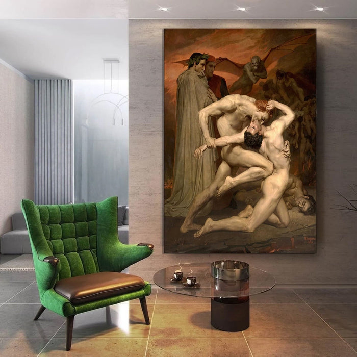 W. Bouguereau, Dante & Virgil in Hell,  Fine art print, Giclee Paper / Canvas Prints, Poster or 3D Hand Finished Premium Print
