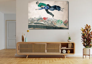 Over the Town by Marc Chagall, Home Decor Wall Decor Giclee Art Print, Large Print / Canvas Prints, Poster or 3D Hand Finished Premium Print FOSHE ART